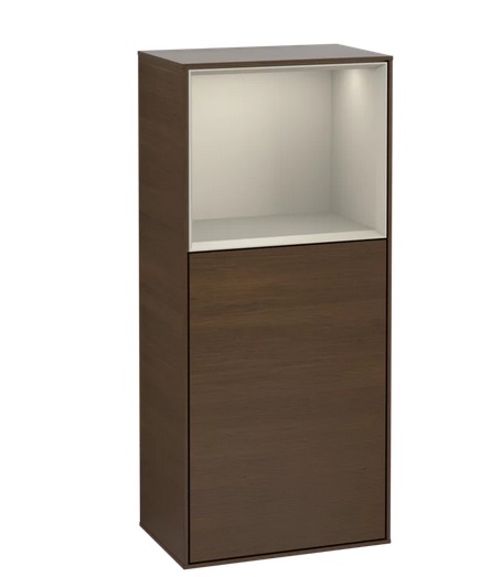 Шкафчик для ванной Villeroy & Boch Finion 41,8х93,6х27 см петли слева с подсветкой ДСП шпон грецкого ореха/песок матовый лак F520HHGN