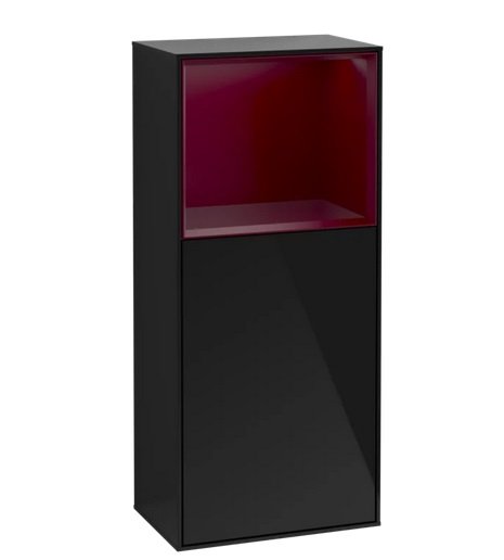 Шкафчик для ванной Villeroy & Boch Finion 41,8х93,6х27 см петли слева с подсветкой МДФ глянцевый черный лак/пион матовый лак F520HBPH