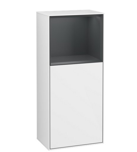 Шкафчик для ванной Villeroy & Boch Finion 41,8х93,6х27 см петли слева с подсветкой МДФ глянцевый белый лак/темно-синий матовый лак F520HGGF