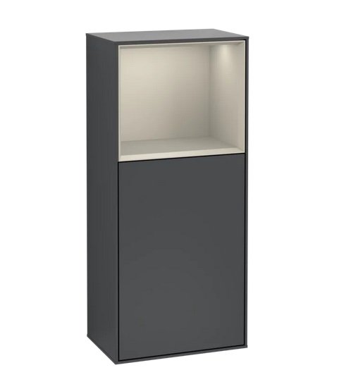 Шкафчик для ванной Villeroy & Boch Finion 41,8х93,6х27 см петли слева с подсветкой МДФ темно-синий матовый лак/песок матовый лак F520HHHG