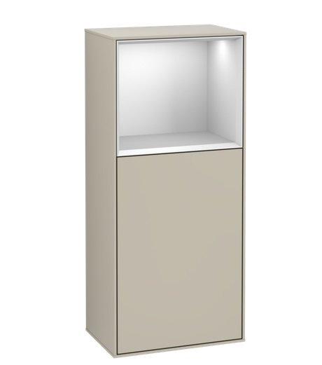 Шкафчик для ванной Villeroy & Boch Finion 41,8х93,6х27 см петли слева с подсветкой МДФ песок матовый лак/белый матовый лак F520MTHH
