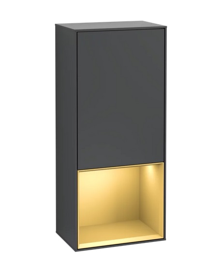 Шкафчик для ванной Villeroy & Boch Finion 41,8х93,6х27 см петли слева с подсветкой МДФ темно-синий матовый лак/золотой матовый лак F540HFHG