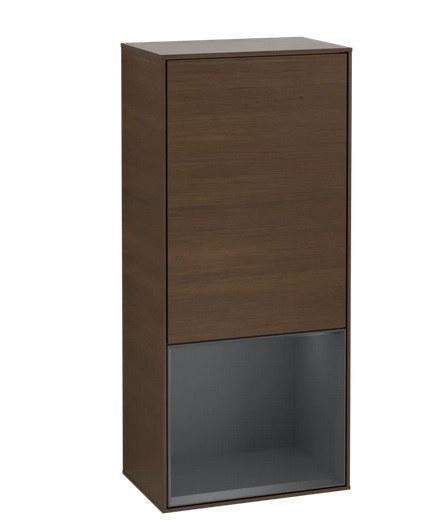 Шкафчик для ванной Villeroy & Boch Finion 41,8х93,6х27 см петли слева с подсветкой ДСП шпон грецкого ореха/темно-синий матовый лак F540HGGN