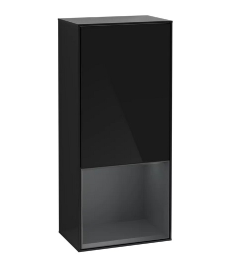 Шафка для ванної Villeroy & Boch Finion 41,8х93,6х27 см петлі зліва з підсвічуванням МДФ глянсовий чорний лак/темно-синій матовий лак F540HGPH