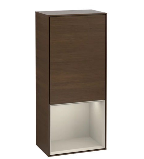 Шкафчик для ванной Villeroy & Boch Finion 41,8х93,6х27 см петли слева с подсветкой ДСП шпон грецкого ореха/песок матовый лак F540HHGN