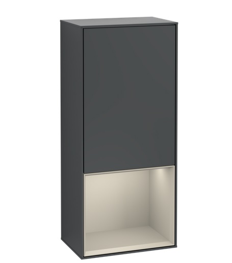 Шафка для ванної Villeroy & Boch Finion 41,8х93,6х27 см петлі зліва з підсвічуванням МДФ темно-синій матовий лак/пісок матовий лак F540HHHG