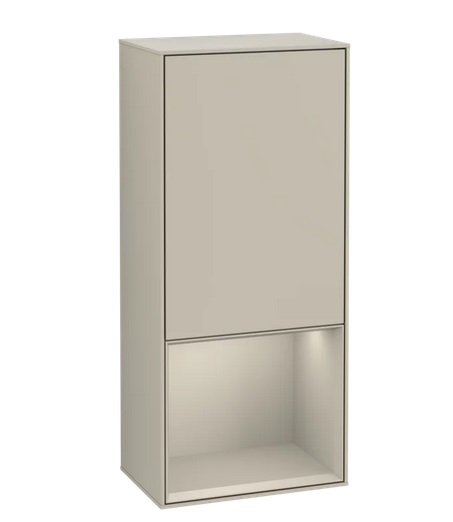 Шкафчик для ванной Villeroy & Boch Finion 41,8х93,6х27 см петли слева с подсветкой МДФ песок матовый лак F540HHHH