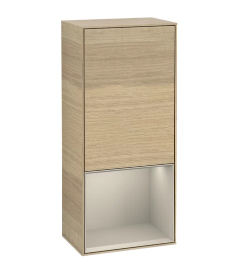 Шкафчик для ванной Villeroy & Boch Finion 41,8х93,6х27 см петли слева с подсветкой ДСП шпон дуба/песок матовый лак F540HHPC