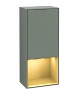 Шкафчик для ванной Villeroy & Boch Finion 41,8х93,6х27 см петли слева с подсветкой МДФ оливковый матовый лак/золотой матовый лак F540HFGM