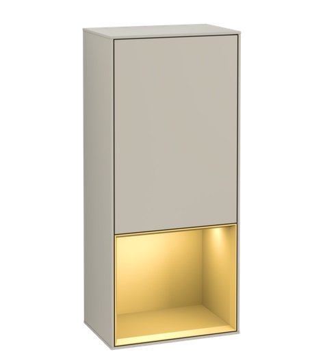 Шафка для ванної Villeroy & Boch Finion 41,8х93,6х27 см петлі зліва з підсвічуванням МДФ пісок матовий лак/золотий матовий лак F540HFHH