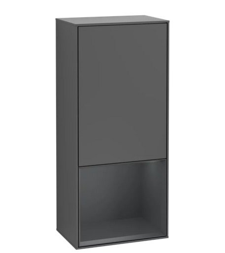 Шкафчик для ванной Villeroy & Boch Finion 41,8х93,6х27 см петли слева с подсветкой МДФ антрацит матовый лак/темно-синий матовый лак F540HGGK