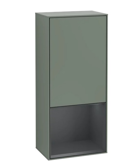Шкафчик для ванной Villeroy & Boch Finion 41,8х93,6х27 см петли слева с подсветкой МДФ оливковый матовый лак/темно-синий матовый лак F540HGGM