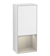 Шкафчик для ванной Villeroy & Boch Finion 41,8х93,6х27 см петли слева с подсветкой МДФ глянцевый белый лак/песок матовый лак F540HHGF