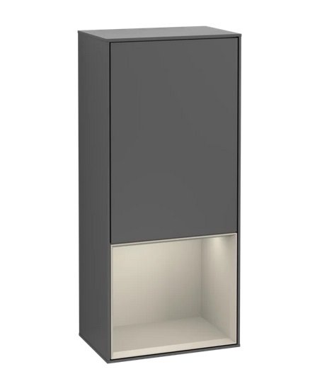 Шкафчик для ванной Villeroy & Boch Finion 41,8х93,6х27 см петли слева с подсветкой МДФ антрацит матовый лак/песок матовый лак F540HHGK
