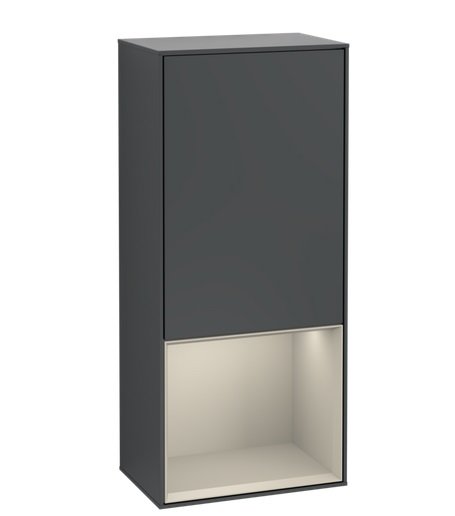 Шкафчик для ванной Villeroy & Boch Finion 41,8х93,6х27 см петли слева с подсветкой МДФ темно-синий матовый лак/песок матовый лак F540HHHG