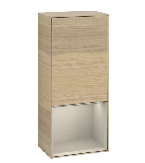 Шафка для ванної Villeroy & Boch Finion 41,8х93,6х27 см петлі зліва з підсвічуванням ДСП шпон дуба/пісок матовий лак F540HHPC