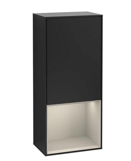 Шкафчик для ванной Villeroy & Boch Finion 41,8х93,6х27 см петли слева с подсветкой МДФ черный матовый лак/песок матовый лак F540HHPD