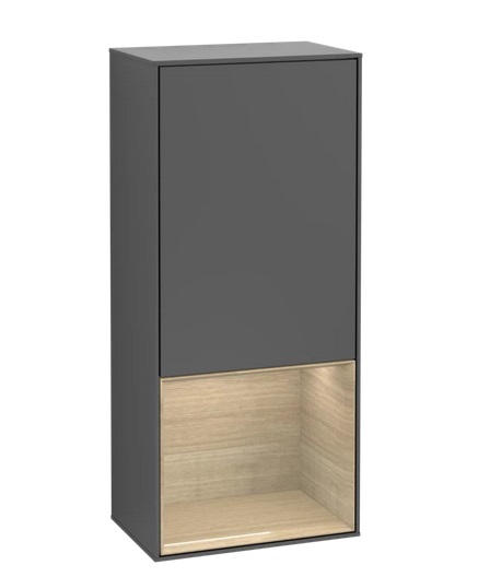 Шкафчик для ванной Villeroy & Boch Finion 41,8х93,6х27 см петли слева с подсветкой МДФ антрацит матовый лак/шпон дуба F540PCGK