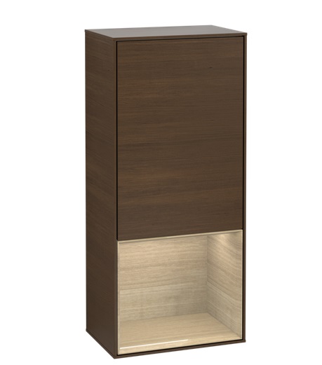 Шафка для ванної Villeroy & Boch Finion 41,8х93,6х27 см петлі зліва з підсвічуванням ДСП шпон волоського горіха/шпон дуба F540PCGN