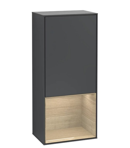 Шафка для ванної Villeroy & Boch Finion 41,8х93,6х27 см петлі зліва з підсвічуванням ДСП темно-синій матовий лак/шпон дуба F540PCHG