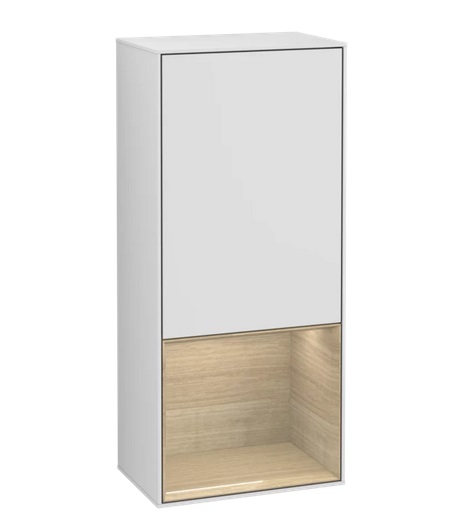 Шкафчик для ванной Villeroy & Boch Finion 41,8х93,6х27 см петли слева с подсветкой МДФ белый матовый лак/шпон дуба F540PCMT