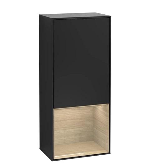 Шкафчик для ванной Villeroy & Boch Finion 41,8х93,6х27 см петли слева с подсветкой МДФ черный матовый лак/шпон дуба F540PCPD