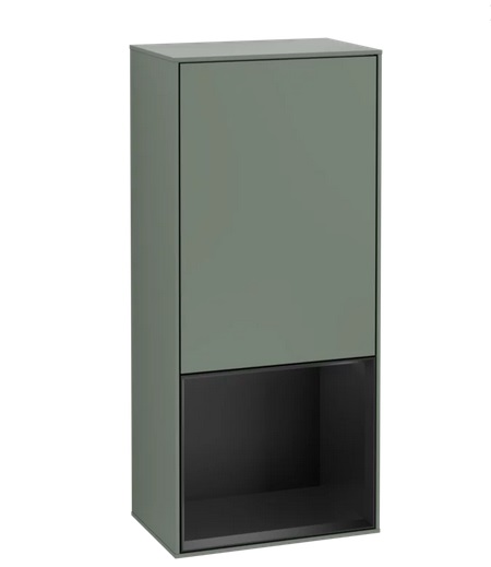 Шкафчик для ванной Villeroy & Boch Finion 41,8х93,6х27 см петли слева с подсветкой МДФ оливковый матовый лак/черный матовый лак F540PDGM