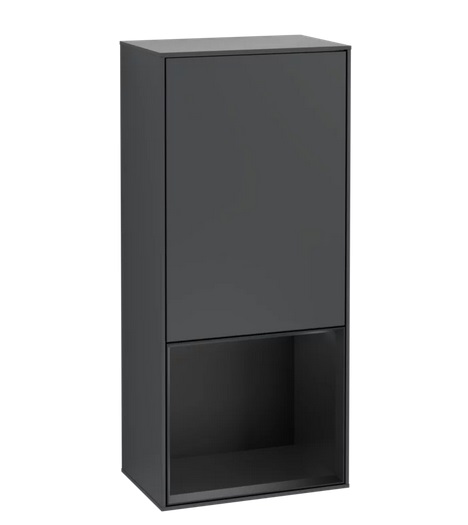 Шкафчик для ванной Villeroy & Boch Finion 41,8х93,6х27 см петли слева с подсветкой МДФ темно-синий матовый лак/черный матовый лак F540PDHG