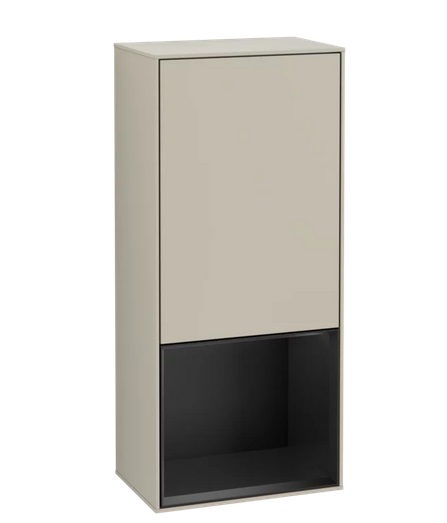 Шкафчик для ванной Villeroy & Boch Finion 41,8х93,6х27 см петли слева с подсветкой МДФ песок матовый лак/черный матовый лак F540PDHH