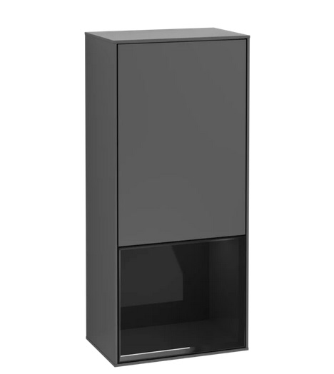 Шафка для ванної Villeroy & Boch Finion 41,8х93,6х27 см петлі зліва з підсвічуванням МДФ антрацит матовий лак/глянцевий чорний лак F540PHGK