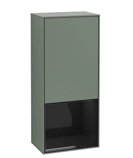 Шкафчик для ванной Villeroy & Boch Finion 41,8х93,6х27 см петли слева с подсветкой МДФ оливковый матовый лак/глянцевый черный лак F540PHGM