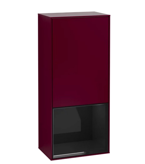 Шафка для ванної Villeroy & Boch Finion 41,8х93,6х27 см петлі зліва з підсвічуванням МДФ півонія матовий лак/глянцевий чорний лак F540PHHB