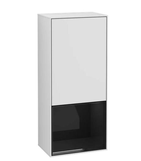 Шафка для ванної Villeroy & Boch Finion 41,8х93,6х27 см петлі зліва з підсвічуванням МДФ білий матовий лак/глянцевий чорний лак F540PHMT