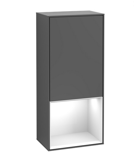 Шкафчик для ванной Villeroy & Boch Finion 41,8х93,6х27 см петли слева с подсветкой МДФ антрацит матовый лак/глянцевый белый лак G540GFGK