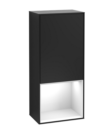Шафка для ванної Villeroy & Boch Finion 41,8х93,6х27 см петлі зліва з підсвічуванням МДФ чорний матовий лак/глянсовий білий лак G540GFPD