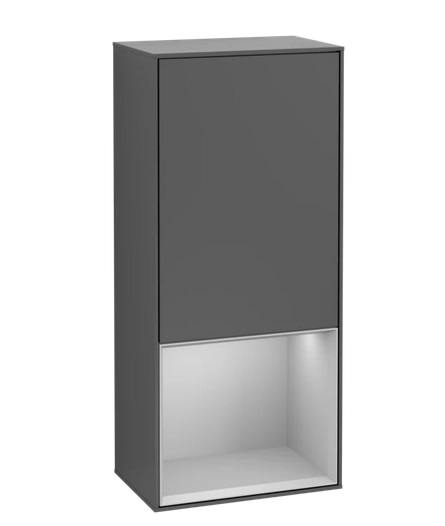 Шкафчик для ванной Villeroy & Boch Finion 41,8х93,6х27 см петли слева с подсветкой МДФ антрацит матовый лак/светло-серый матовый лак G540GJGK