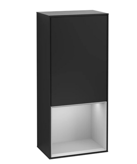 Шкафчик для ванной Villeroy & Boch Finion 41,8х93,6х27 см петли слева с подсветкой МДФ черный матовый лак/светло-серый матовый лак G540GJPD