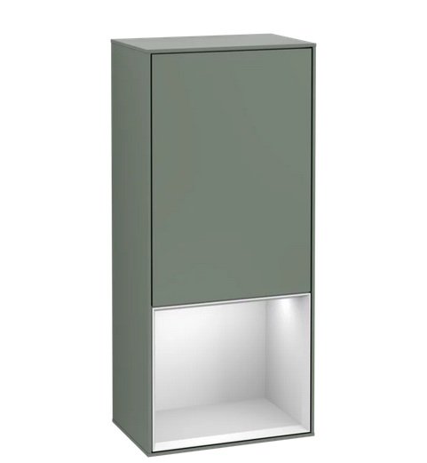 Шафка для ванної Villeroy & Boch Finion 41,8х93,6х27 см петлі зліва з підсвічуванням МДФ оливковий матовий лак/білий матовий лак F540MTGM