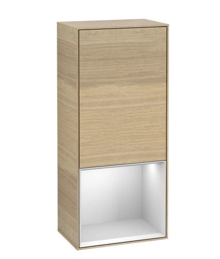 Шафка для ванної Villeroy & Boch Finion 41,8х93,6х27 см петлі зліва з підсвічуванням ДСП шпон дуба/білий матовий лак F540MTPC