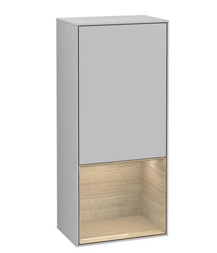 Шкафчик для ванной Villeroy & Boch Finion 41,8х93,6х27 см петли слева с подсветкой МДФ светло-серый матовый лак/шпон дуба F540PCGJ