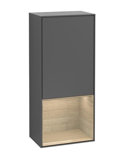 Шкафчик для ванной Villeroy & Boch Finion 41,8х93,6х27 см петли слева с подсветкой МДФ антрацит матовый лак/шпон дуба F540PCGK