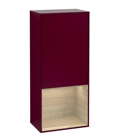 Шкафчик для ванной Villeroy & Boch Finion 41,8х93,6х27 см петли слева с подсветкой МДФ пион матовый лак/шпон дуба F540PCHB