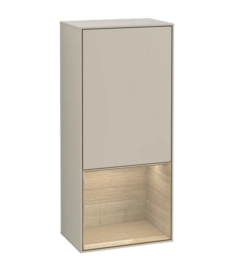 Шкафчик для ванной Villeroy & Boch Finion 41,8х93,6х27 см петли слева с подсветкой ДСП песок матовый лак/шпон дуба F540PCHH