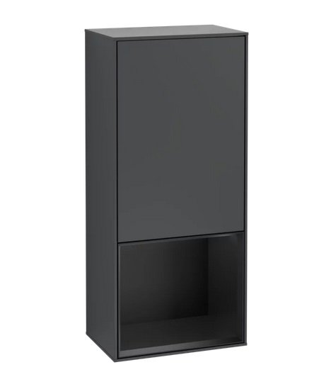 Шкафчик для ванной Villeroy & Boch Finion 41,8х93,6х27 см петли слева с подсветкой МДФ темно-синий матовый лак/черный матовый лак F540PDHG