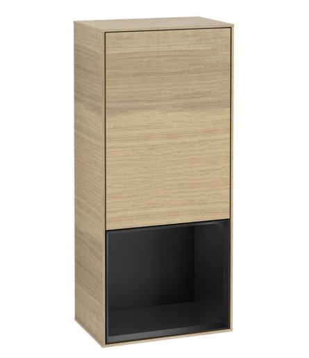 Шкафчик для ванной Villeroy & Boch Finion 41,8х93,6х27 см петли слева с подсветкой ДСП шпон дуба/черный матовый лак F540PDPC