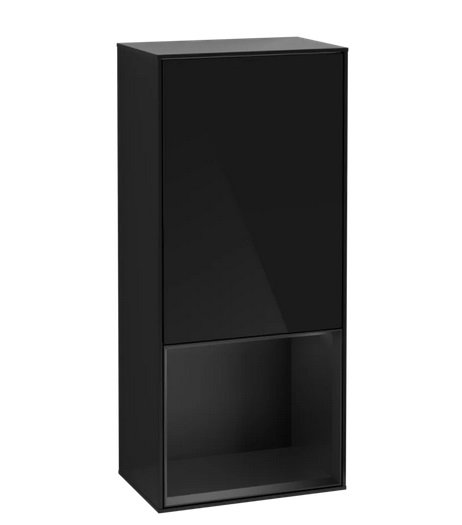 Шкафчик для ванной Villeroy & Boch Finion 41,8х93,6х27 см петли слева с подсветкой МДФ глянцевый черный лак/черный матовый лак F540PDPH