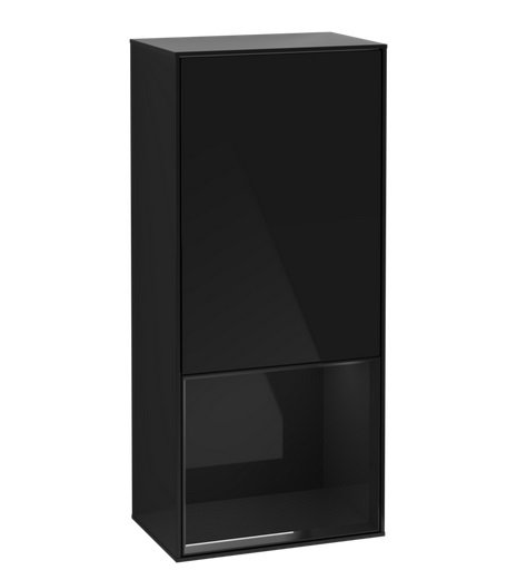 Шкафчик для ванной Villeroy & Boch Finion 41,8х93,6х27 см петли слева с подсветкой МДФ глянцевый черный лак F540PHPH