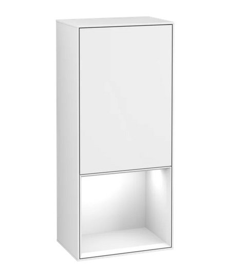 Шкафчик для ванной Villeroy & Boch Finion 41,8х93,6х27 см петли слева с подсветкой МДФ глянцевый белый лак G540GFGF
