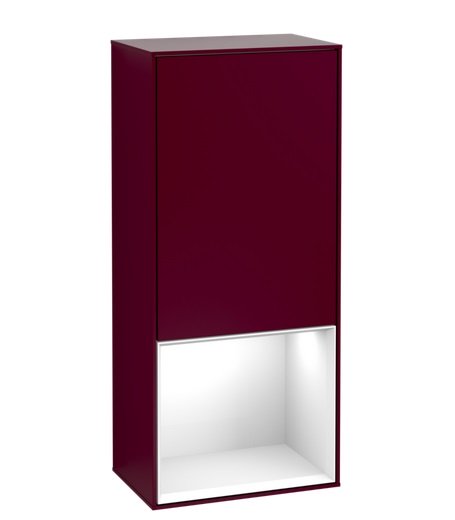 Шафка для ванної Villeroy & Boch Finion 41,8х93,6х27 см петлі зліва з підсвічуванням МДФ півонія матовий лак/глянцевий білий лак G540GFHB