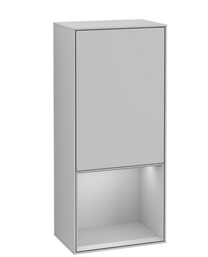 Шкафчик для ванной Villeroy & Boch Finion 41,8х93,6х27 см петли слева с подсветкой МДФ светло-серый матовый лак G540GJGJ